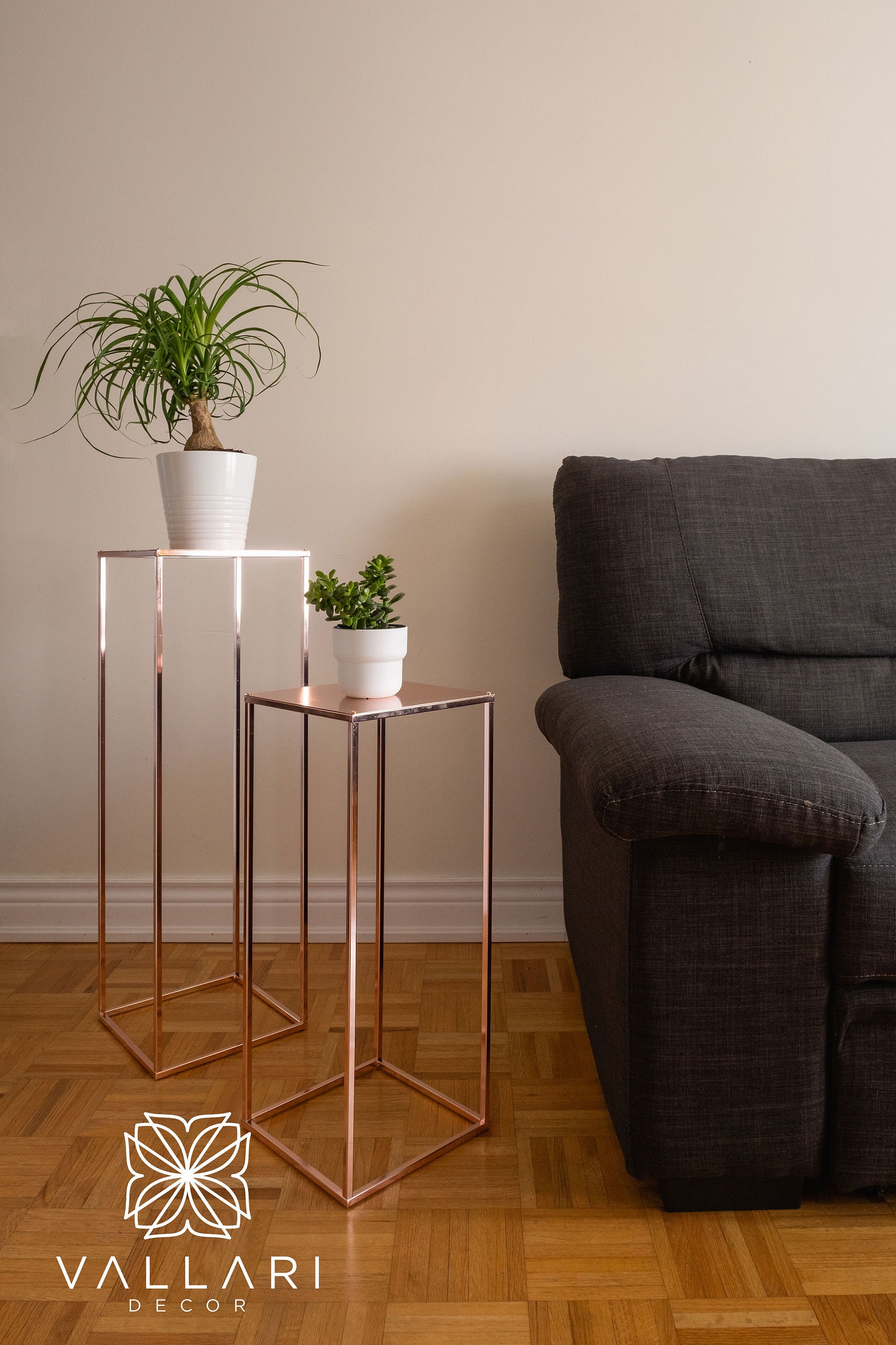 Small Caramel Brown Indoor Valetta Pot Plant Stand - Terrazzo Speckled Effect