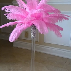 Powder Pink Ostrich Feather Centerpiece for Weddings/Birthday/Holiday parties/Great Gatsby/ Roaring 20&#39;s/Hollywood Glam Themes