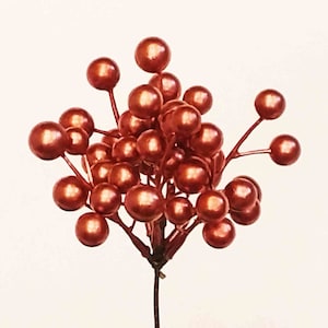 7&quot; Copper Metallic Berry Pick/Holiday Decor/Christmas Decorations/Poinsettia Picks/Poinsettia Flowers/Poinsettia Plant/Cone Pick