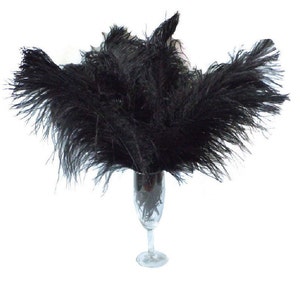 10 Pcs x 8-26 Black Ostrich Feather Plume for Centerpieces and Craft / Old Hollywood/Great Gatsby / Centerpiece Arrangements image 1