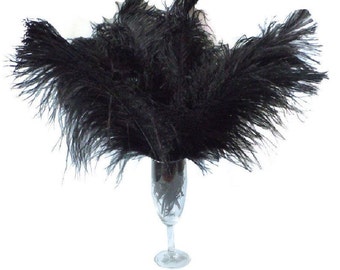 10 Pcs x 8-26" Black Ostrich Feather Plume for Centerpieces and Craft / Old Hollywood/Great Gatsby / Centerpiece Arrangements