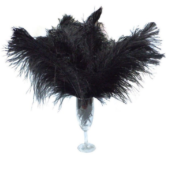 10 piezas x 8-26" pluma de avestruz negra para centros de mesa y artesanía / Old Hollywood/Great Gatsby / Arreglos de pieza central