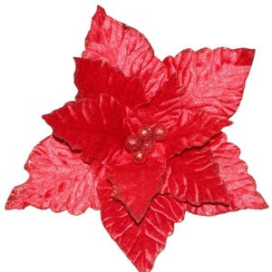 26&quot; Red Velvet Poinsettia/Holiday Decor/Christmas Decorations/Poinsettia Picks/Poinsettia Flowers/Poinsettia Plants