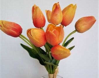 14" Mini Real Touch Mini Tulips Bunch/Purple Tulips/Pink Tulips /Wedding Centerpieces/Home Decor/Faux Flowers/Silk Flowers/Flower Bouquet