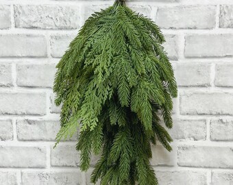 22" Fresh Touch Spruce and Cedar Teardrop/ Faux Garlands/Vines/Greenery/Wedding Centerpieces/Home Decor/Faux Vines/Plastic Cedar