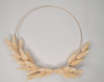 Natural Bunny Tail Hoop Wreath/Gold Hoop Wreath/Pampas Wreath/Natural Looking Wreath/Wreath/Home Decor/Bedroom Decor/Pampas Decor/Pampas