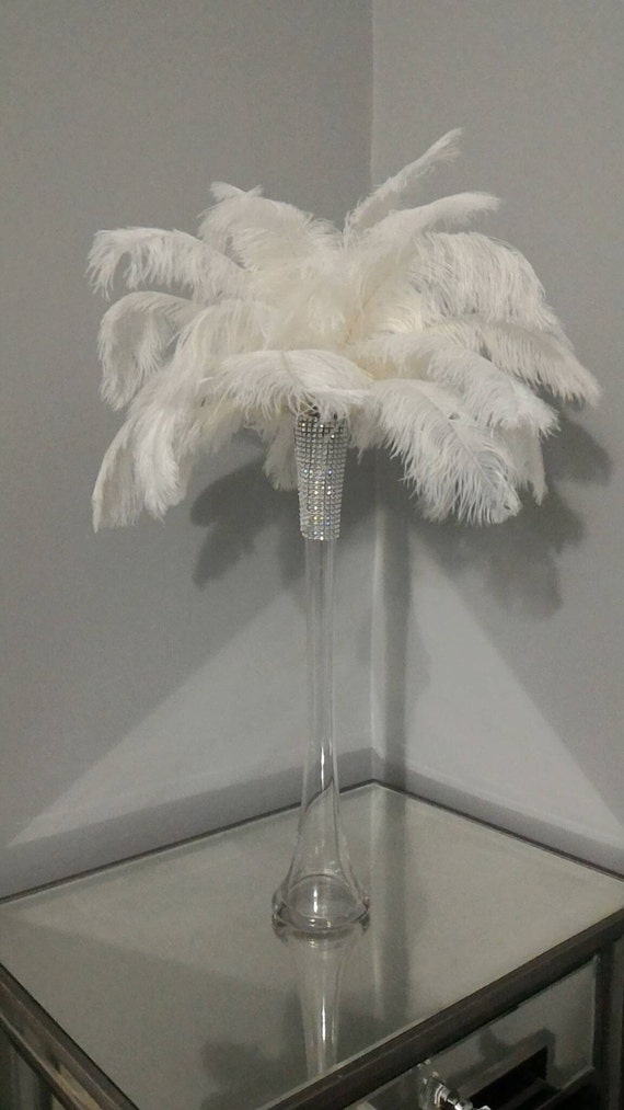 20 Tall Ostrich Feather Centerpiece Kits With Round Eiffel Tower