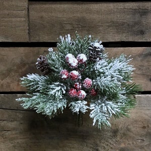 8&quot; Artificial Snow Pine & Berries Mixed Bundle/Holiday Decor/Christmas Decorations/Poinsettia Picks/Poinsettia Flowers/Poinsettia Plant