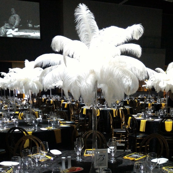 5FT Tall Eiffel Tower Ostrich Feather Centerpiece With White Black 20-22  Inch 14-16 ìnch Feathers Great Gatsby 32tower Case Large Feathers 