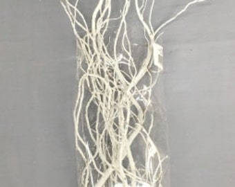 May include: A bunch of white willow branches, perfect for adding a touch of natural beauty to your home decor. The branches are bundled together and wrapped in clear plastic.