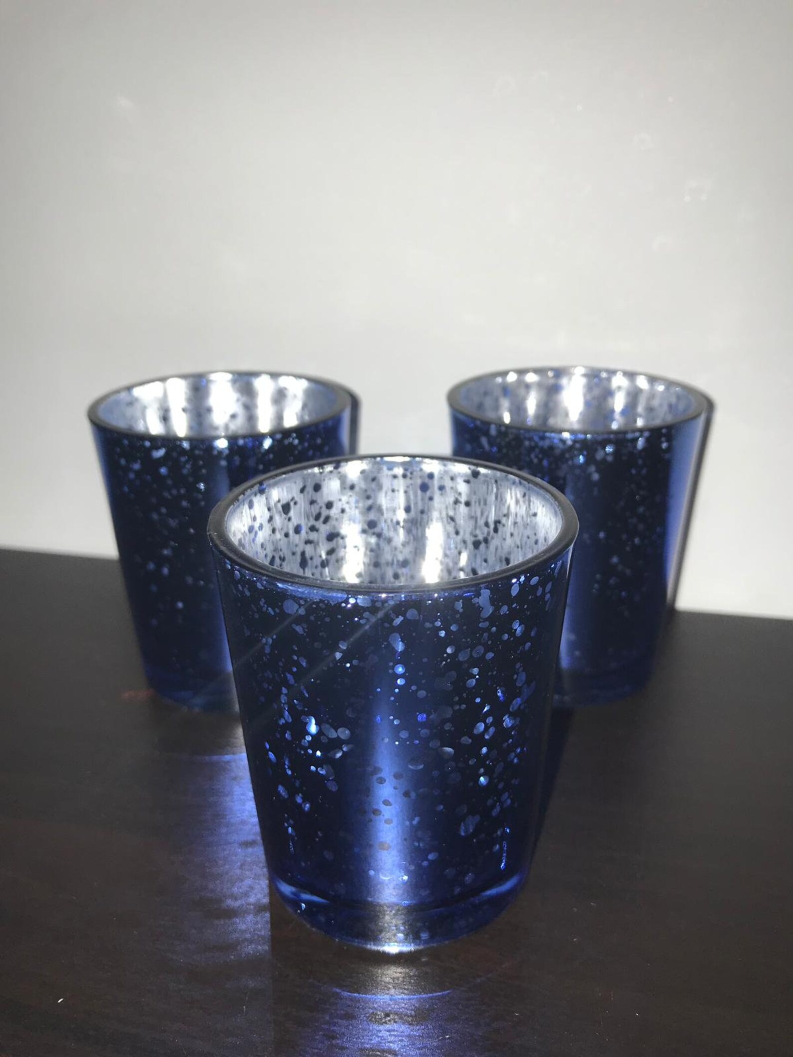 Blue Freckled Glass Candle Holder main image 0