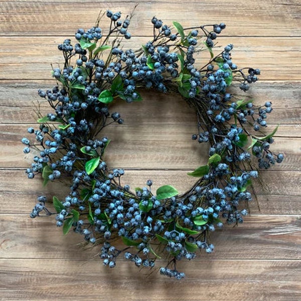 22" Blue Berry Wreath/Fall Wreath/Natural Wreath/Outdoor Wreath/Green Outdoor Wreath/Green Leaf/Autumn Wreath/Artificial Fall Wreath