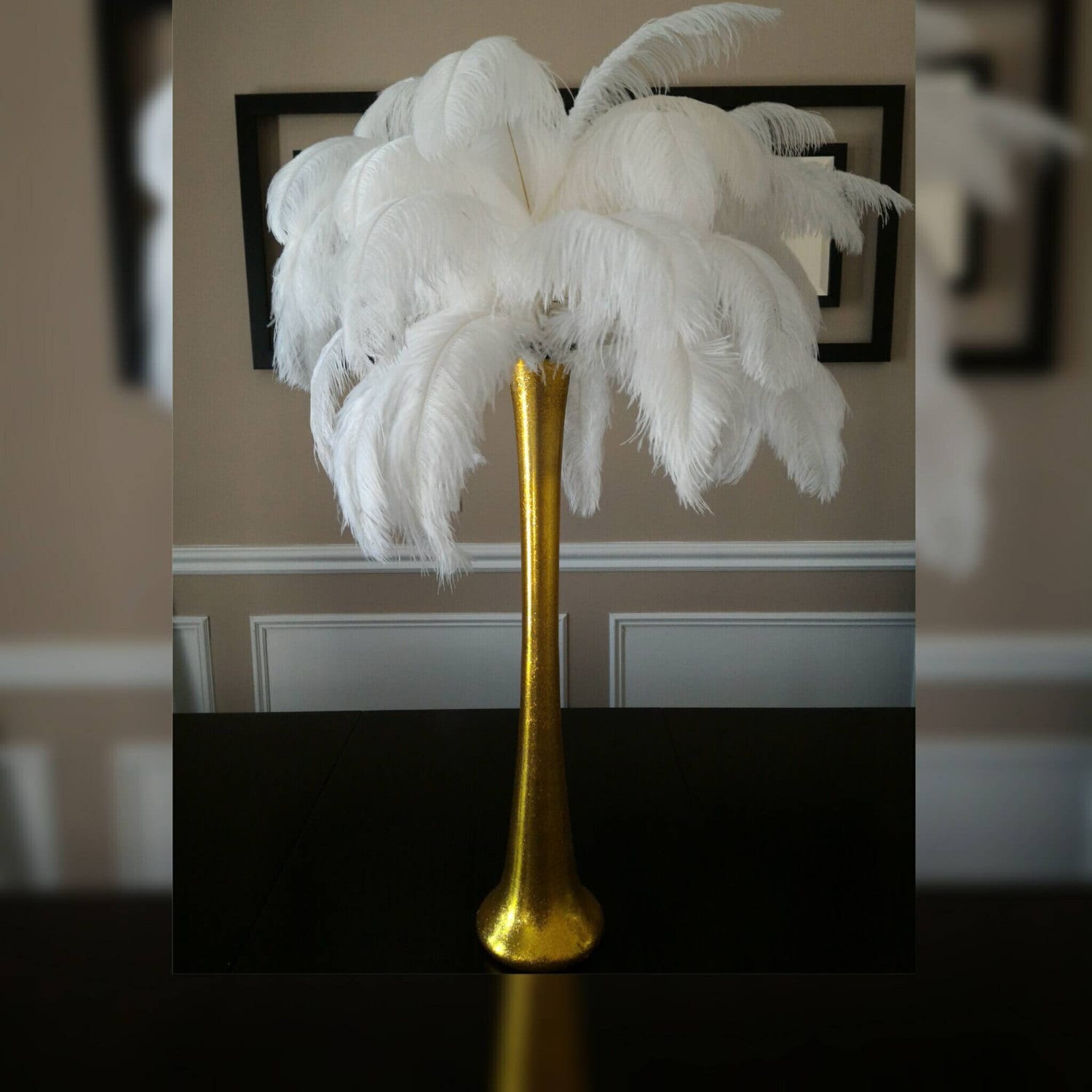 20 Tall Ostrich Feather Centerpiece Kits With Round Eiffel Tower