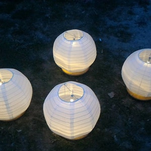 5pc Floating Paper Lanterns 10 White Paper lantern Led Light Included, Water Lanterns, Lake decor, Aisle Decor, Paper Lantern Centerpiece image 2