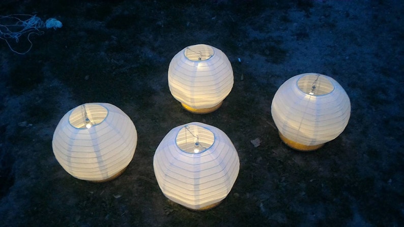 5pc Floating Paper Lanterns 10 White Paper lantern Led Light Included, Water Lanterns, Lake decor, Aisle Decor, Paper Lantern Centerpiece image 2