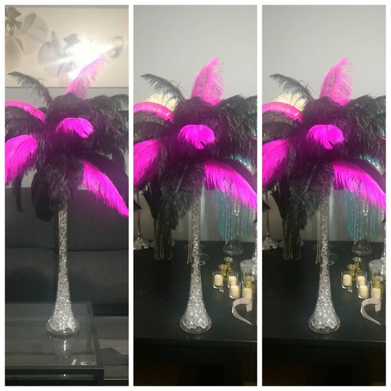 Dark Purple Ostrich Feather Centerpiece 