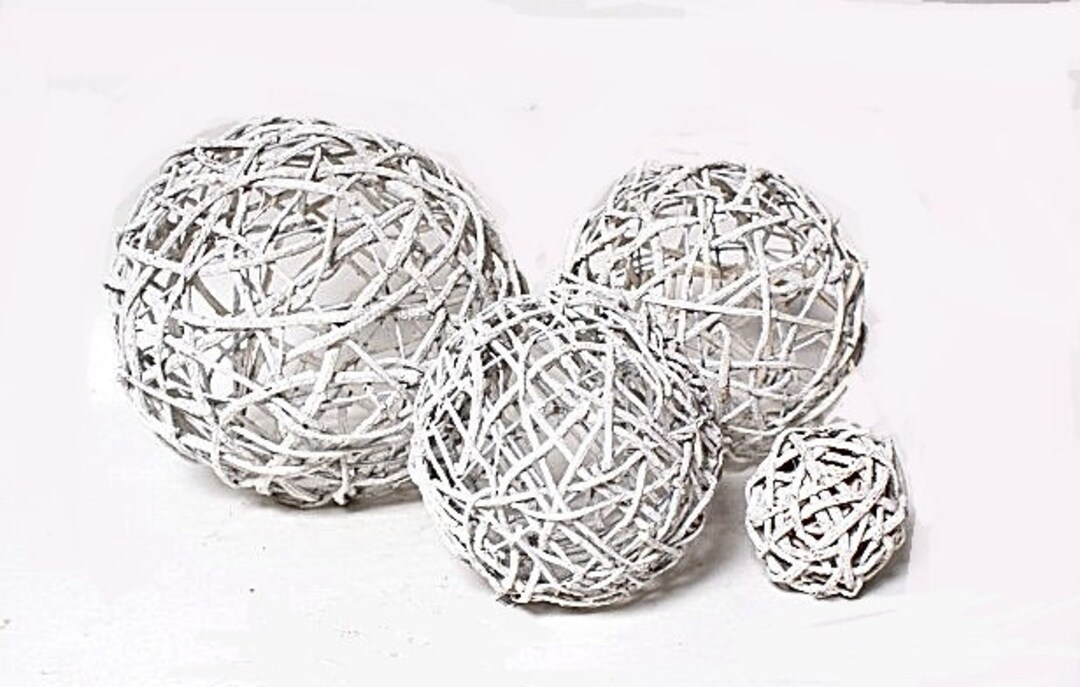 White Wash Vine Ball/decorative Balls/rustic Decor Etsy
