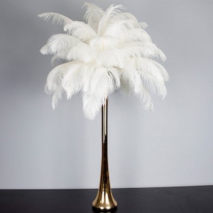 24" Gold Glass Eiffel Tower Ostrich Feather Centerpiece for Weddings/Holiday parties/Great Gatsby/ Roaring 20's/Hollywood Glam Theme