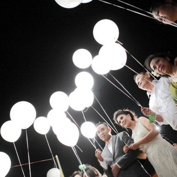 Lumières LED blanches pour ballons ! Mariage, c'est parti ! Décorations de Fête Lumières LED Ballons lumineux 10/20/30/50/100/150/200pcs