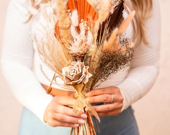 Dried Natural Minar Rose Floral Bouquet/25"/Palm Spades/Reed/Dried Pampas/Pampas Bouquet Decor/Boho Pampas/Bouquet/Bunny Tails