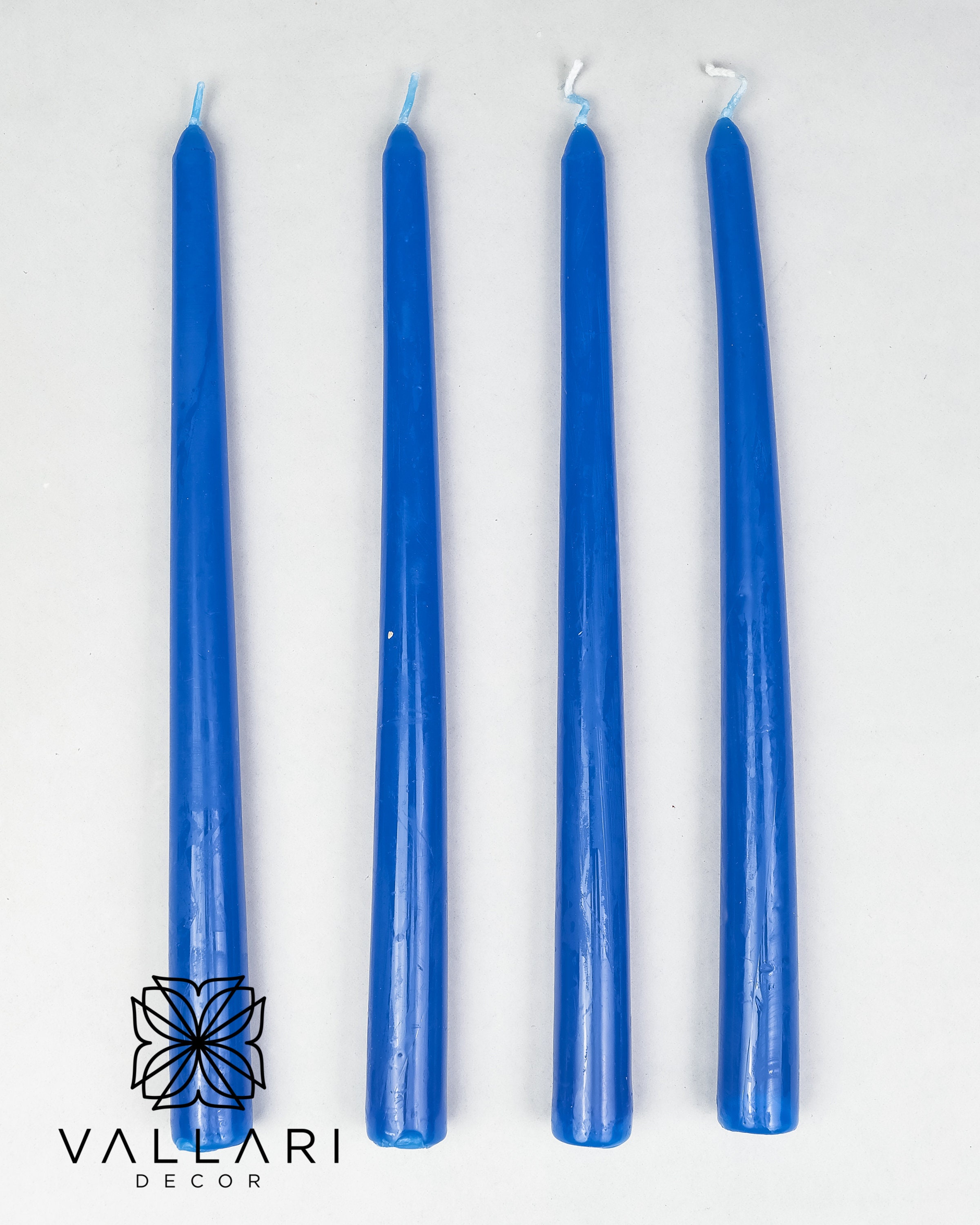 Bougies Coniques 25cm - Lot De 10 - Bleu Poussière - Brûlent 7 Heures Sans Goutte
