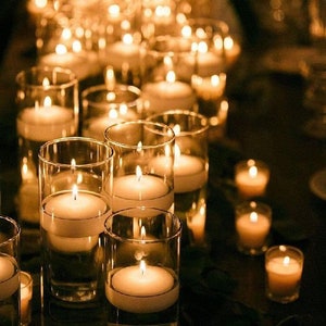 BULK 1.5&quot; Set of 50 White Floating Candle - unscented - 1.75&quot; in Diameter for Centerpieces/ Vases/ Table Decorations
