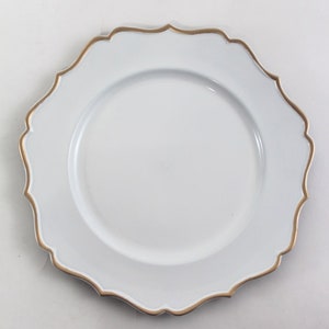 13&quot; White and Gold Charger Plate/Plates/Wedding Decor/Home Decor/Dinner Party/Antique Theme/Antique Dinner Theme/Gatsby Theme/Dining Decor