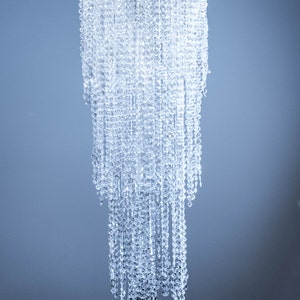 28 Iridescent Bead Chandelier Wedding Centerpiece Acrylic Crystal Diamond cut 3Tier image 2