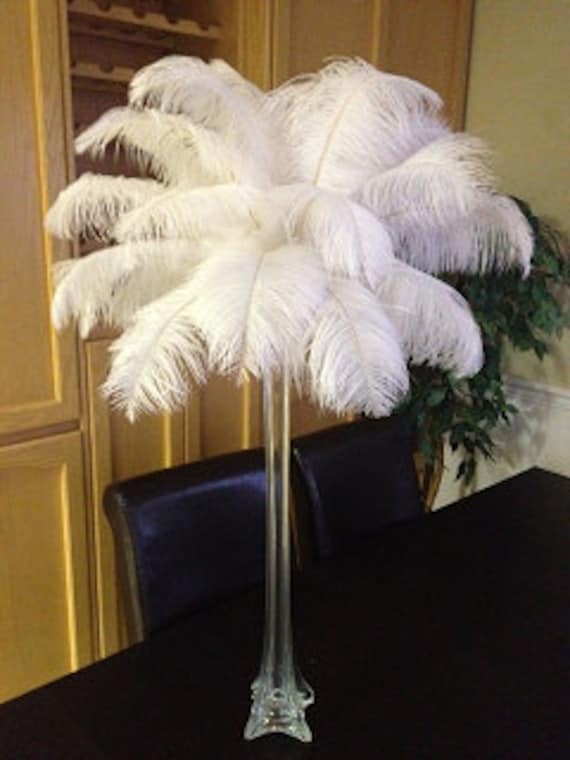 AWAYTR 10pcs Natural Ostrich Feathers for Wedding Centerpieces