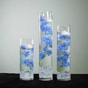 Submersible Pink, White, Blue, turquiose Cherry Blossom Floral Wedding Centerpiece with Floating Candles and Acrylic Crystals Kit image 5