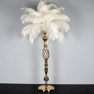 Gold/Silver Metal Ostrich Feather Centerpiece Globe Candleholder/ Candelabra 30in Hollywood Glam Roaring 20&#39;s Bling Crystals CandleStand
