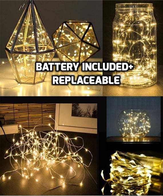 Battery-Operated LED Fairy Lights on Silver Wire