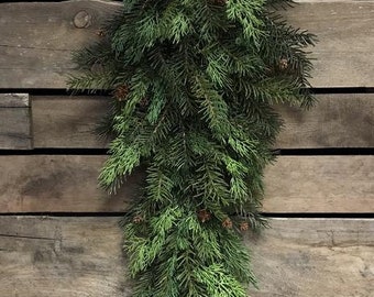 29" Cedar and Hemlock Teardrop/ Faux Garlands/Vines/Greenery/Wedding Centerpieces/Home Decor/Faux Vines/Plastic Cedar