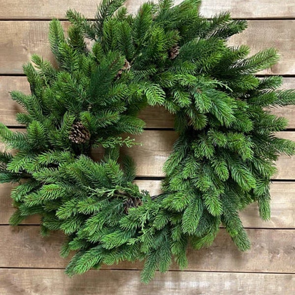 28" Fresh Touch Norway Spruce Pine Wreath/Artificial Wreath/Green Wreath/Natural Looking Wreath/Outdoor Wreath