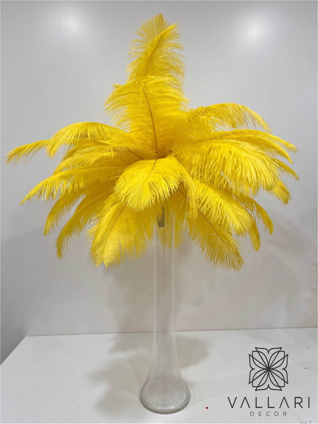 Yellow Ostrich Feather Centerpiece Kits With 24 Eiffel Tower Vase Etsy