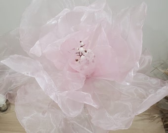 Pink Organza Flowers Heads/Giant Flowers/Wedding Floral Decor/Big Flowers Studio Decor