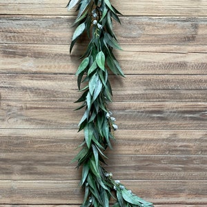 6FT Feather Eucalyptus Garland/Garland/Artificial Greenery/Holiday Decor/Christmas Decor/Seasonal/Long Garland/Dark Green