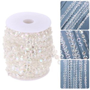 VIHOSE 15 ft Christmas Crystal Beads Garland with LED Light String Diamond  Crystal String Garland Silver Clear Acrylic Beaded Garland for Christmas