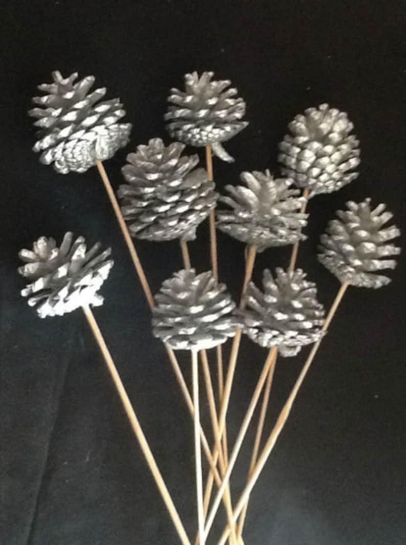 Natural Pine Cones on Sticks 8pc/cones/pine Cones on Etsy