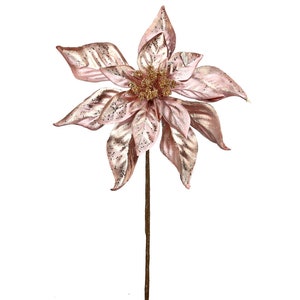 24&quot; Pink Metallic Poinsettia/Holiday Decor/Christmas Decorations/Poinsettia Flowers/Christmas Season Decor