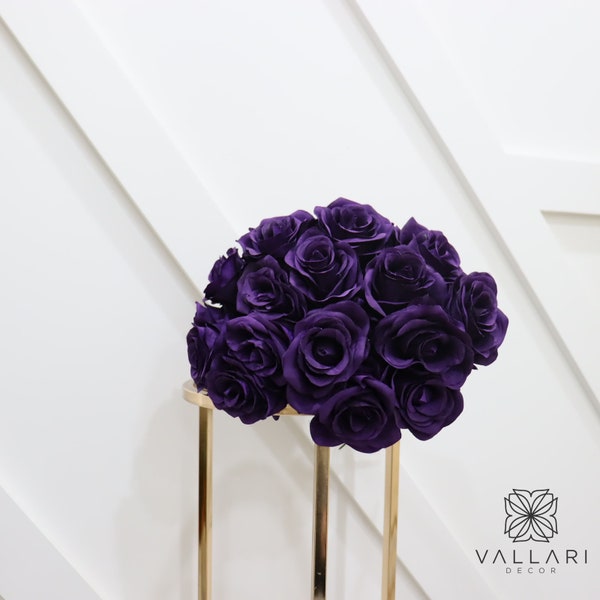 Dark Purple Rose Bush/Violet Rose Bush/Faux Flowers/Mutiple sizes/Aisle decor/ Centerpiece/Home Decor/Yellow Flowers/Roses