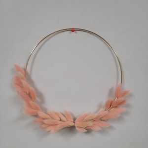 Blush Bunny Tail Hoop Wreath/Gold Hoop Wreath/Pampas Wreath/Natural Looking Wreath/Wreath/Home Decor/Bedroom Decor/Pampas Decor/Pampas
