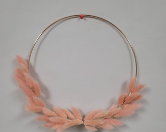 Blush Bunny Tail Hoop Wreath/Gold Hoop Wreath/Pampas Wreath/Natural Looking Wreath/Wreath/Home Decor/Bedroom Decor/Pampas Decor/Pampas