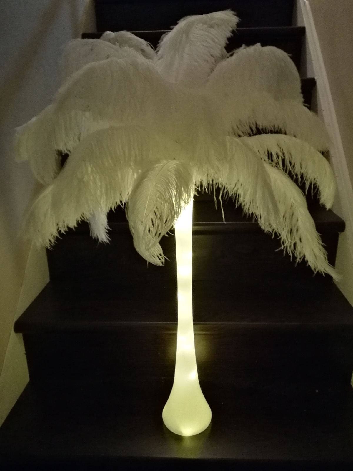 Light up Vase Ostrich Feather Centerpiece for Weddings/birthday/holiday  Parties/great Gatsby/ Roaring 20's/hollywood Glam Themes 