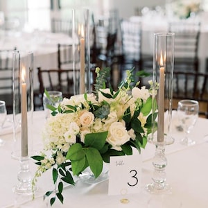 Hurricane Vases set of 3 vases 12&quot;/14&quot;/16&quot; Hurricane Vase with Base and Taper/Chimney Tube/Taper candle tube/Taper candle vase/Candle Tube.