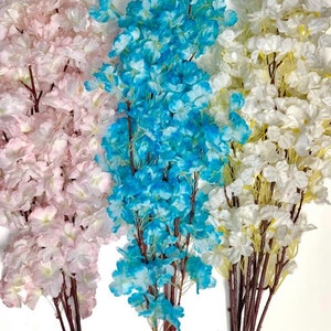 Submersible Pink, White, Blue, turquiose Cherry Blossom Floral Wedding Centerpiece with Floating Candles and Acrylic Crystals Kit image 7
