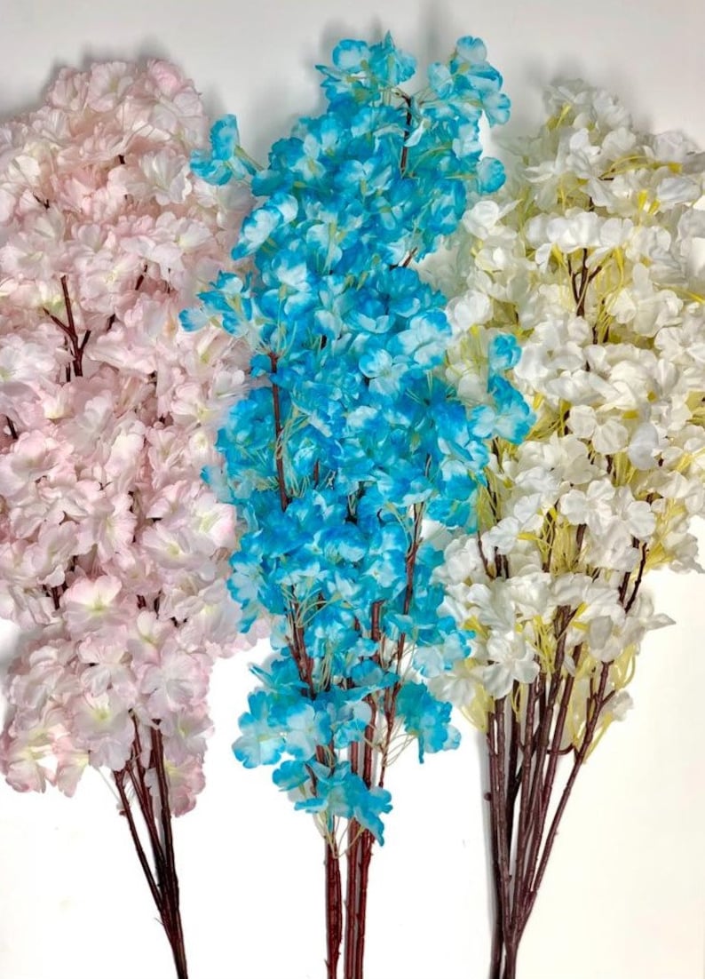 Submersible Pink, White, Blue, turquiose Cherry Blossom Floral Wedding Centerpiece with Floating Candles and Acrylic Crystals Kit image 7