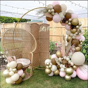 60&quot;/72&quot;/92&quot; Wedding Props White Gold Metal Hoop Balloon Circle Loop Flower Arch with Stand Decoration Home Celebration