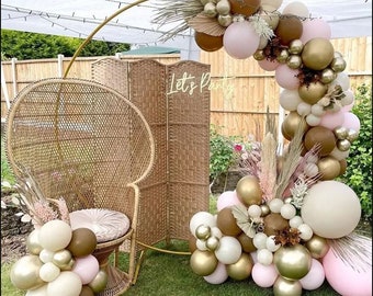 60"/72"/92" Wedding Props White Gold Metal Hoop Balloon Circle Loop Flower Arch with Stand Decoration Home Celebration