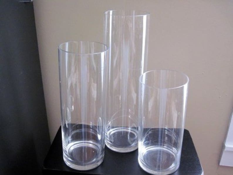 6 Piece Set Cylinder Vases Glass Vases Table Top Vases Etsy